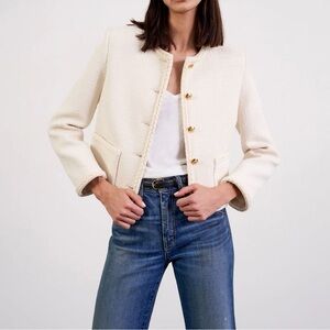 NWOT Nili Lotan Romy Cropped Jacket Ivory White 4